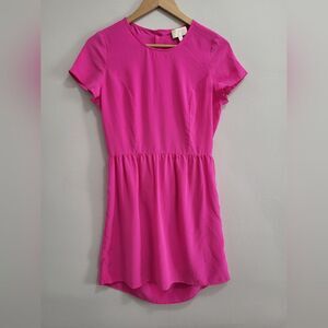 Rieley Hot Pink Silk Open Back Mini Cocktail Dress Size Large